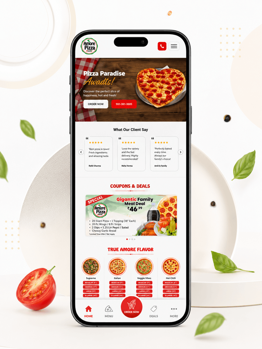 Amore Pizza ordering and delivery app