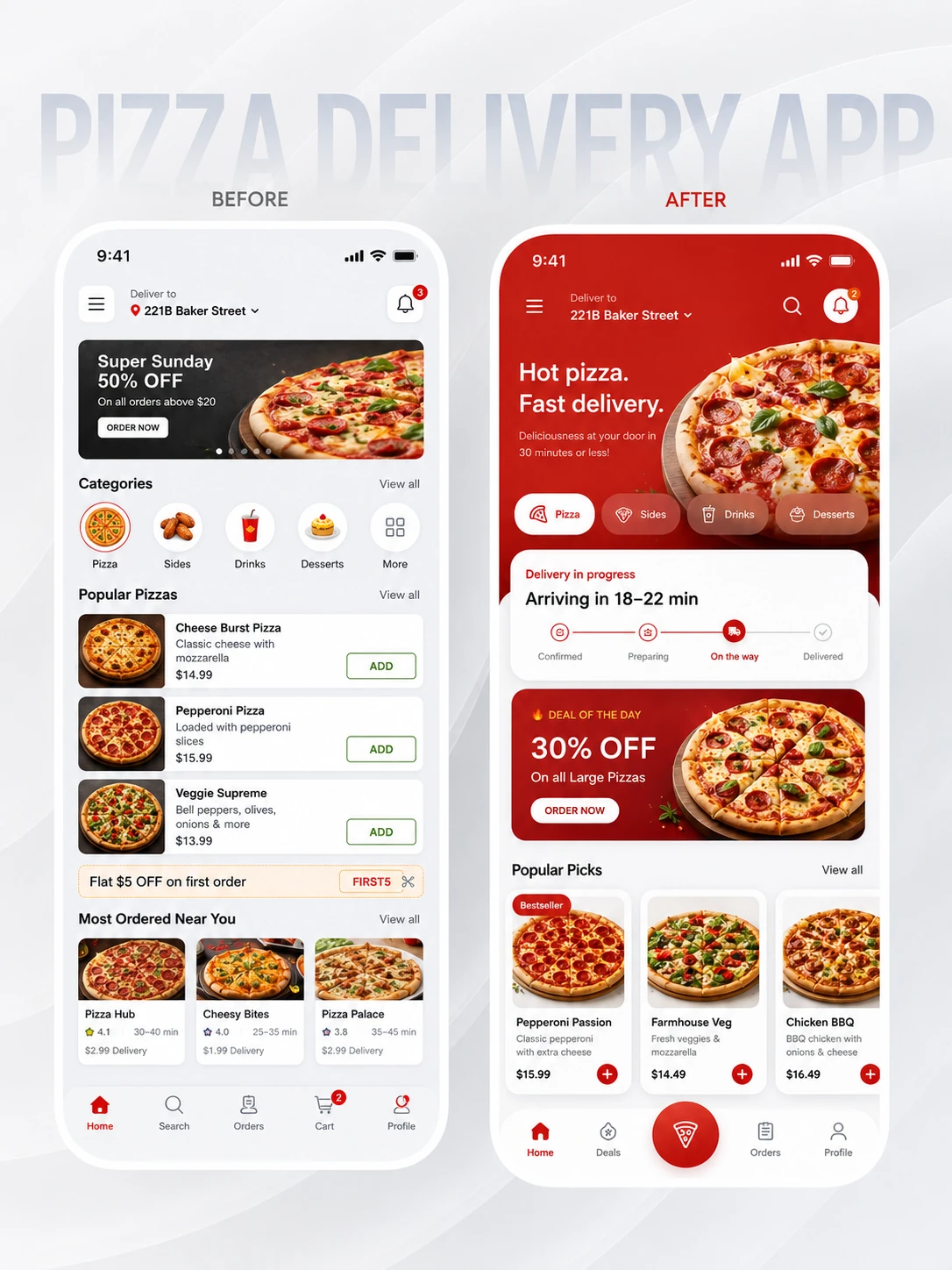 Pizza Delivery App Redesign project showcase