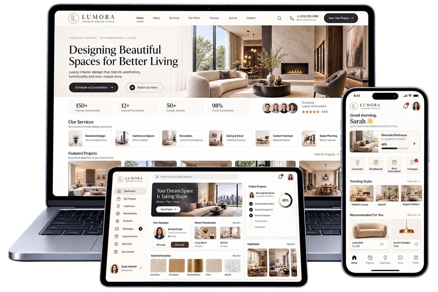 Lumora Interior Design Website project showcase
