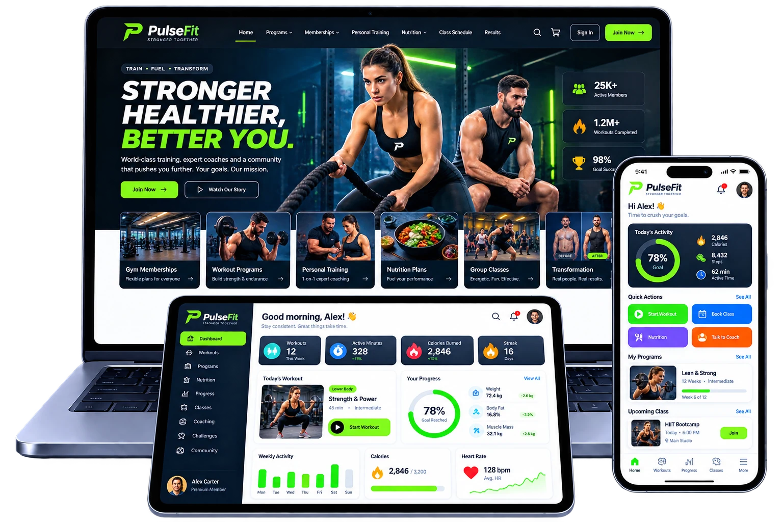 PulseFit Fitness & Wellness Platform project showcase