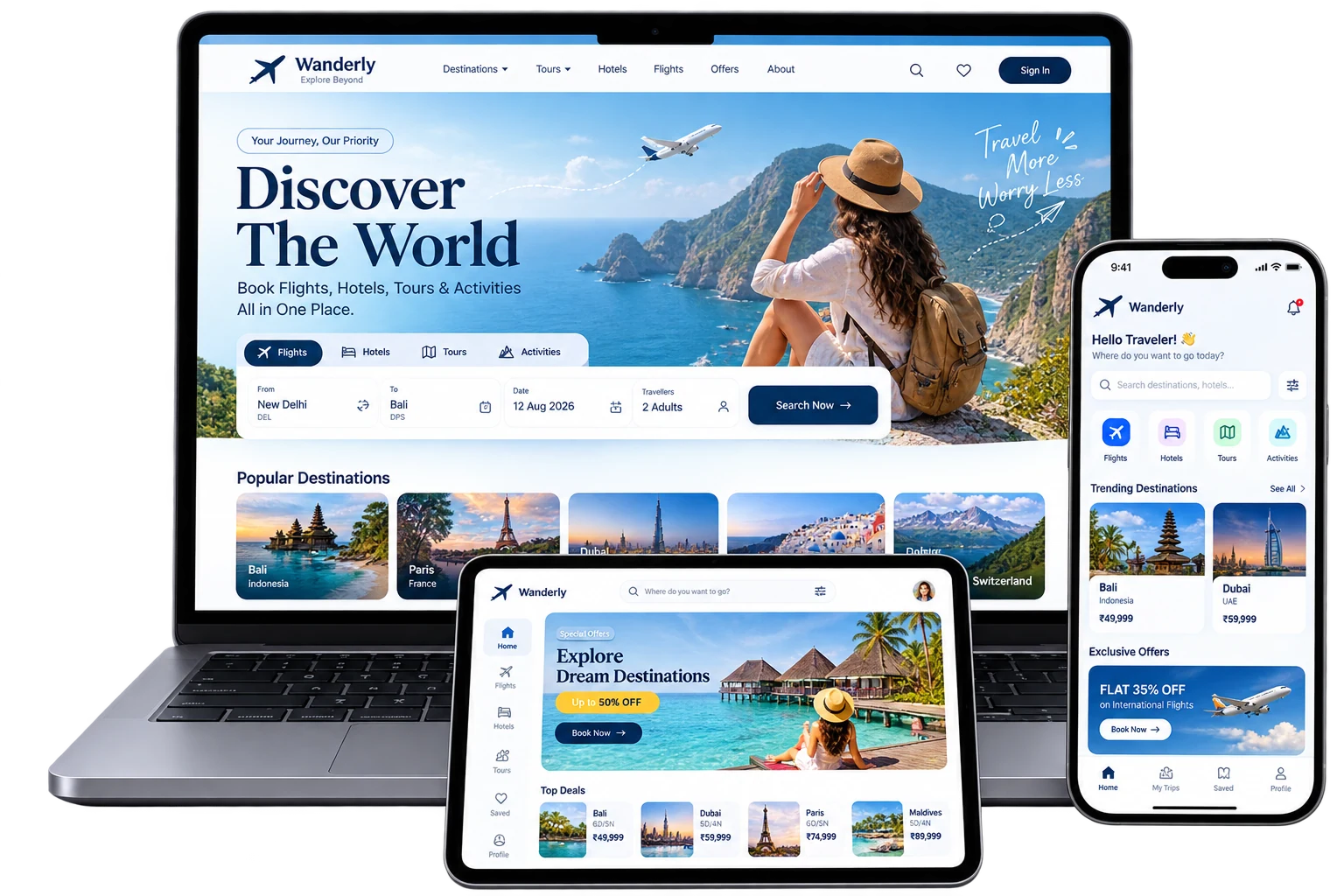 Wanderly Travel Booking Website project showcase