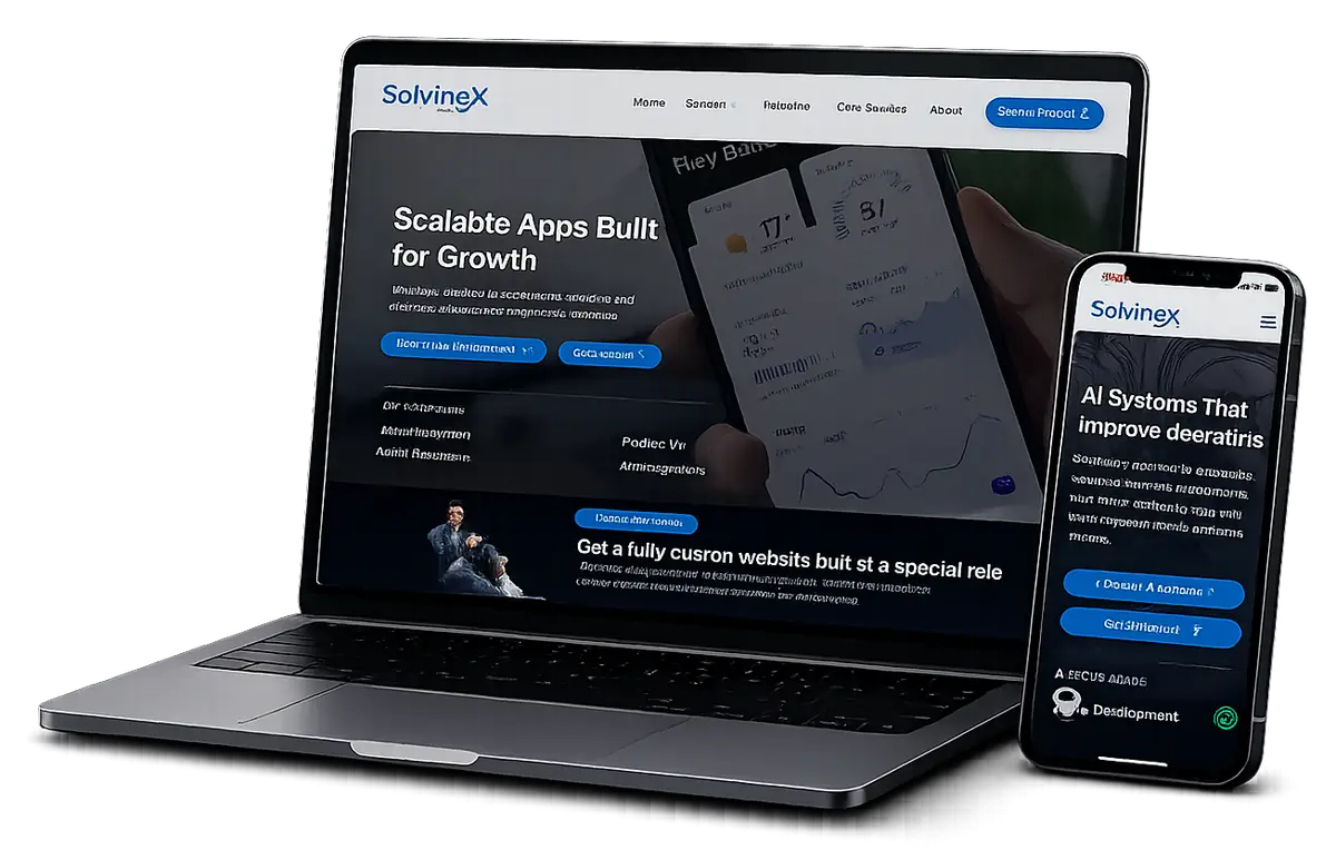 Solvinex responsive website and mobile project showcase