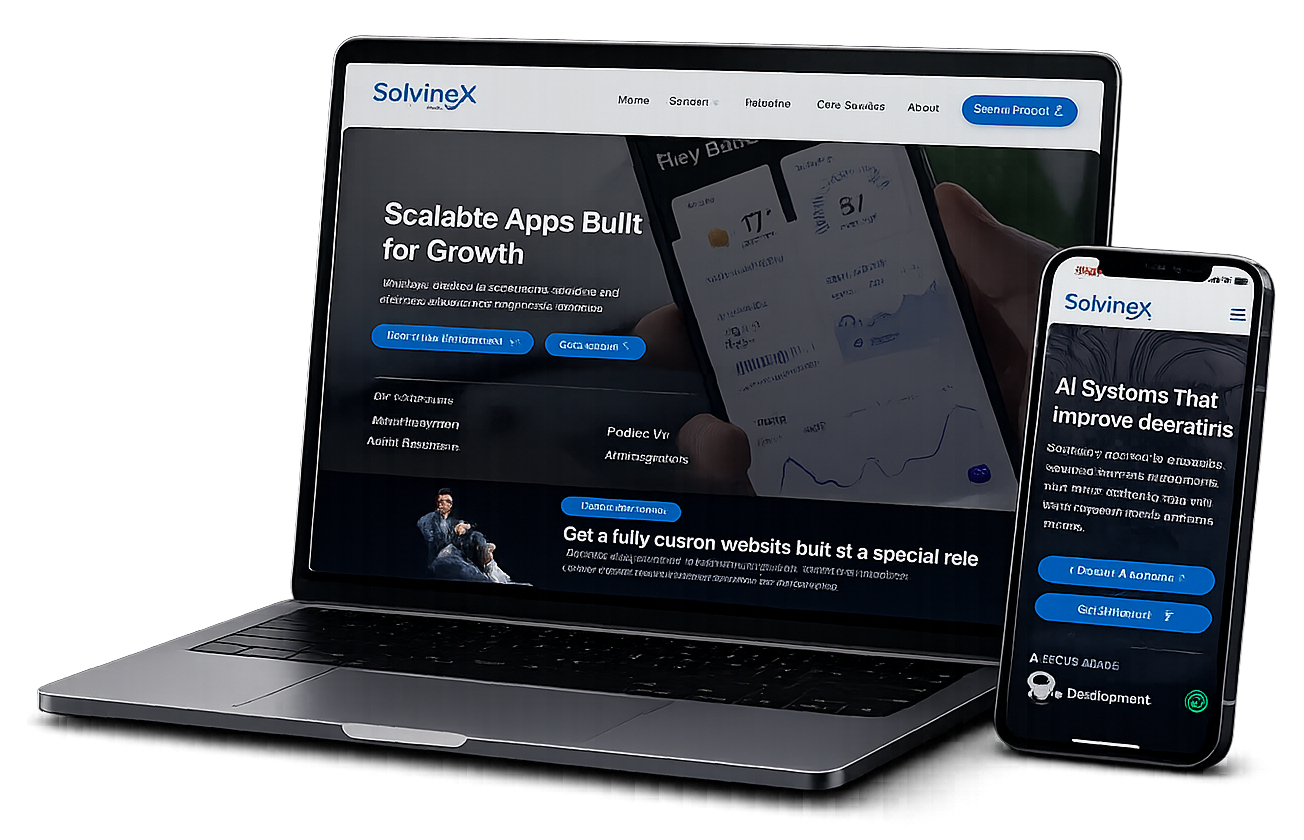 Solvinex responsive website and mobile project showcase