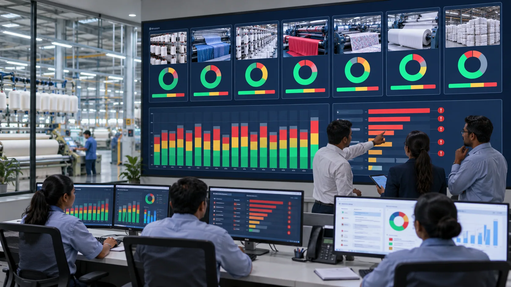Textile Smart Factory Monitoring Textile Screen Department Control Room