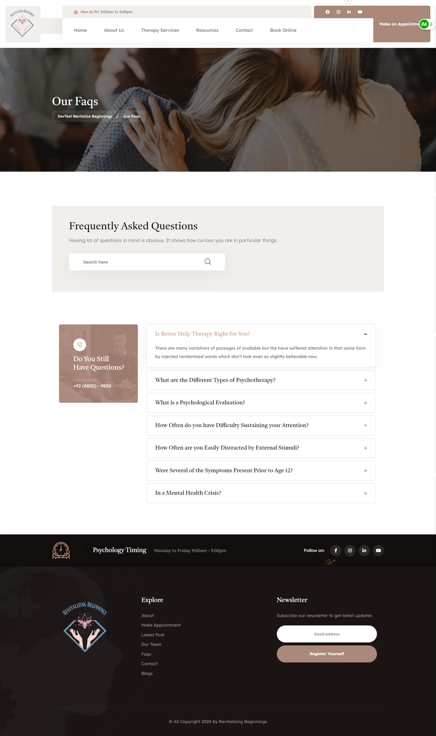 Revitalize Therapy Website Screencapture Revitalize Devdigivue Our Faqs 2024 08 02 18 10 35